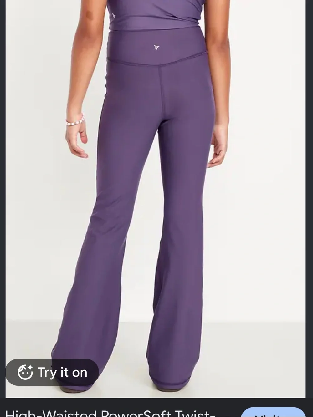 Girls high-waisted twist-front power soft flare leggings